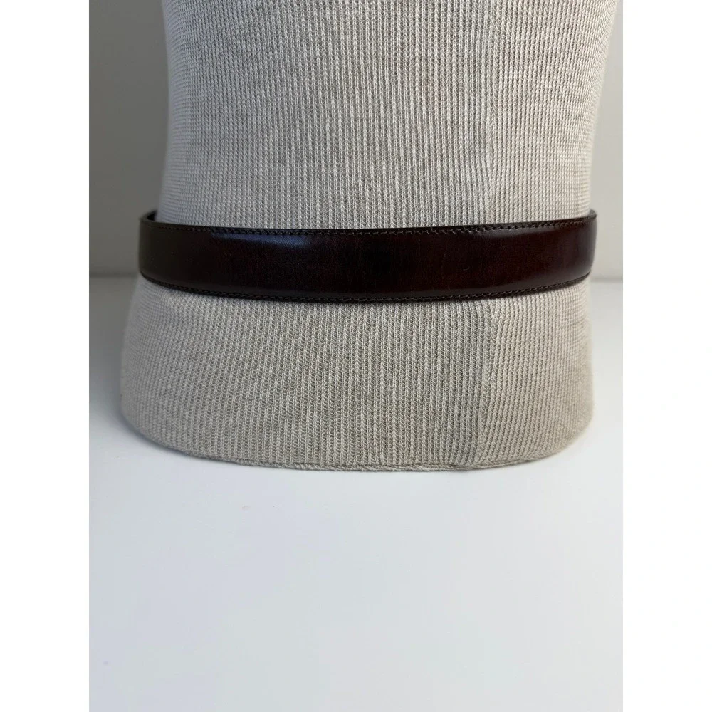 Mens Genuine Leather Belt 38 Brown Silver Buckle Metal Tip Dress Casual 44in
